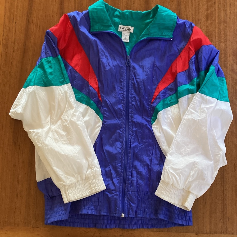 Vintage 90s Lavon Windbreaker Jacket Women's Unisex S Red, Purple, Teal, White
